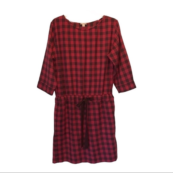 GAP (NWOT) Buffalo plaid, drawstring waist dress, with 2 front pockets, size M - Picture 3 of 12